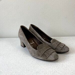 AGL Attilio Giusti Leombruni Taupe Suede Loafer Heel 5